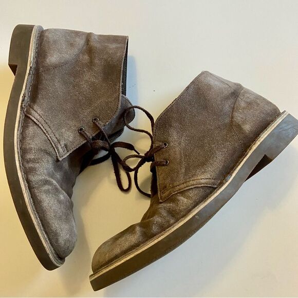 CLARKS men’s boots 10 chukka brown distressed suede leather lace up round toe - Picture 6 of 9